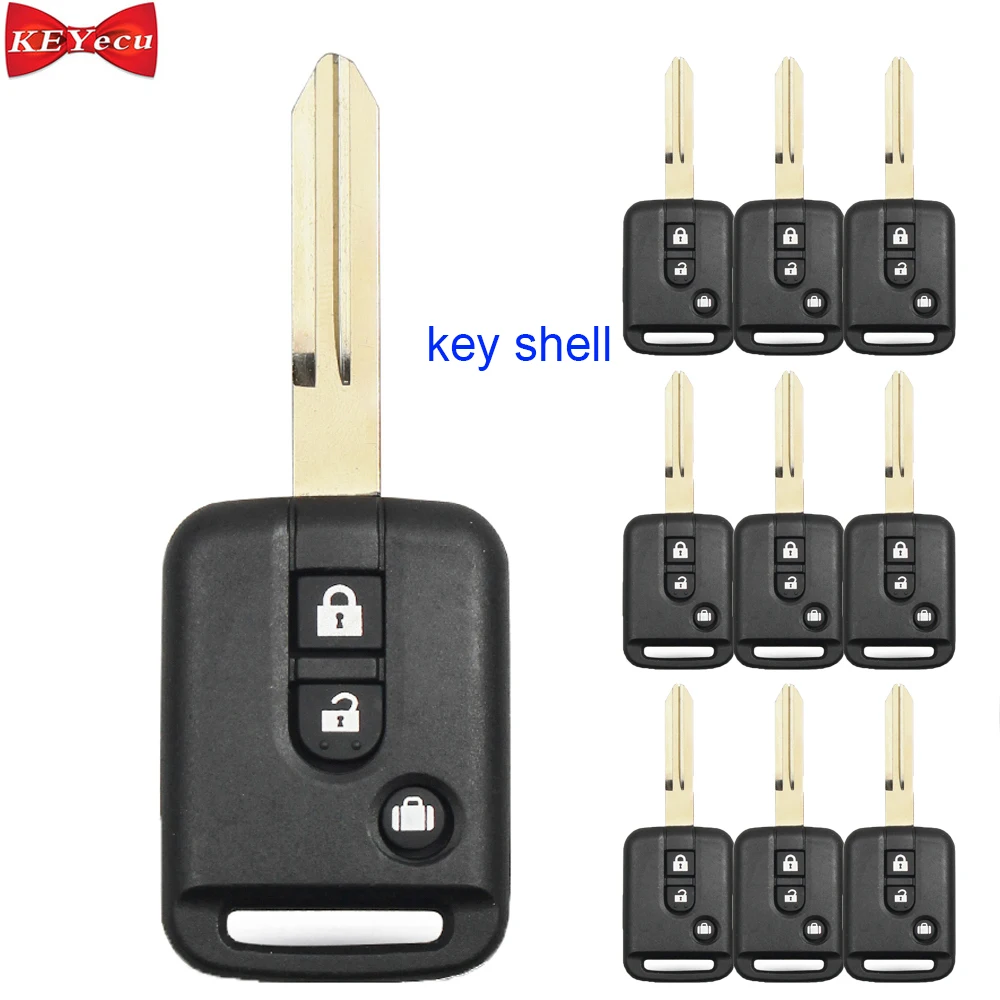 KEYECU 10 шт. для Nissan 350Z Micra Navara Pathfinder дистанционного ключа оболочки чехол Fob 3 кнопки