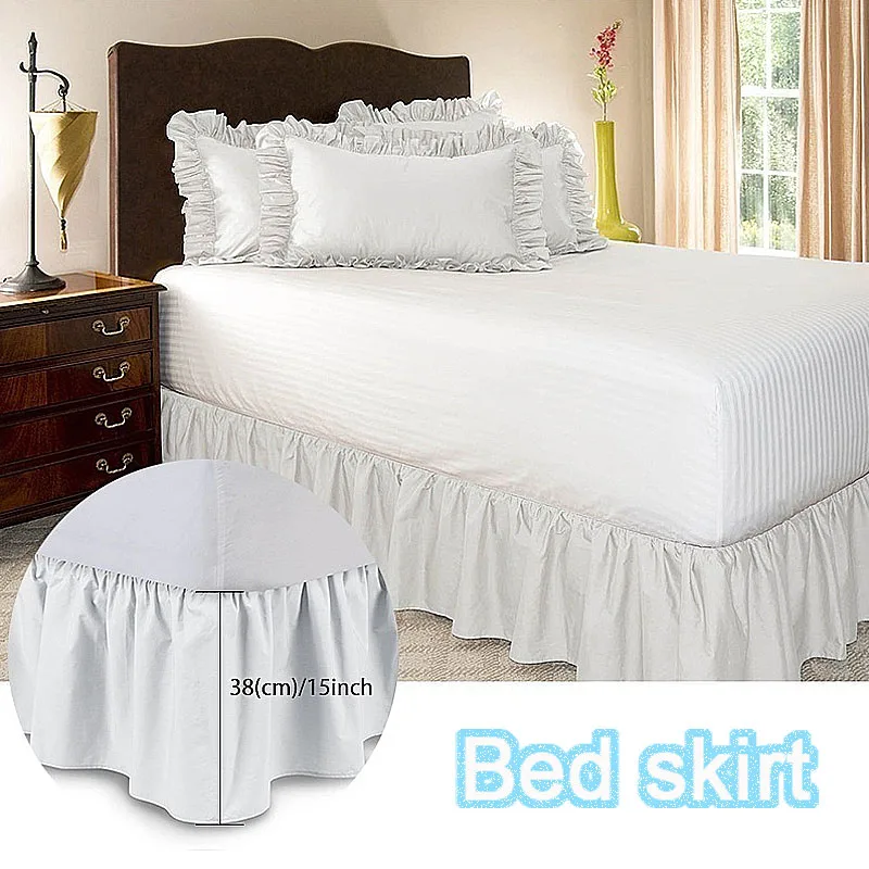 Description Picture 3 of itemBed Skirt White Wrap Around Elastic Bed Shirts Without Bed Surface Bed Skirts Twin/Full/Queen/King 40cm Height Home Hotel Use