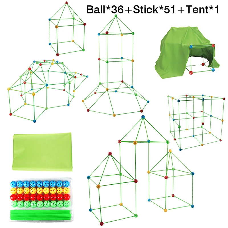 Creative Fort Building Blocks Indoor Tent Brick Kit - Think Build Play