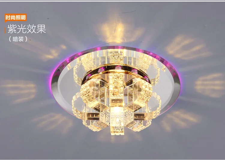 Corredor de Luxo Redondo com Cristal de Luxo Embutida para Varanda Entrada de Luz de Cristal Luz de Teto Moderna Luz Led 13 luz de teto redondo com cristal de