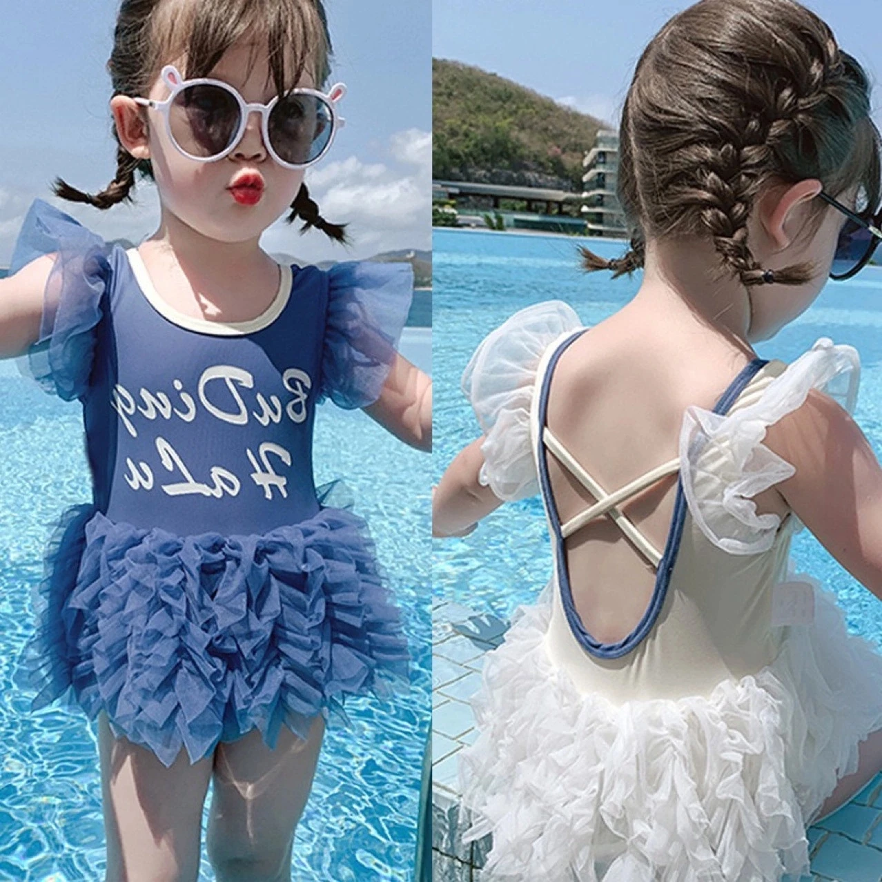 

Children's Swimsuit Summer Girls One-Piece Swimsuit Halter Swimwear