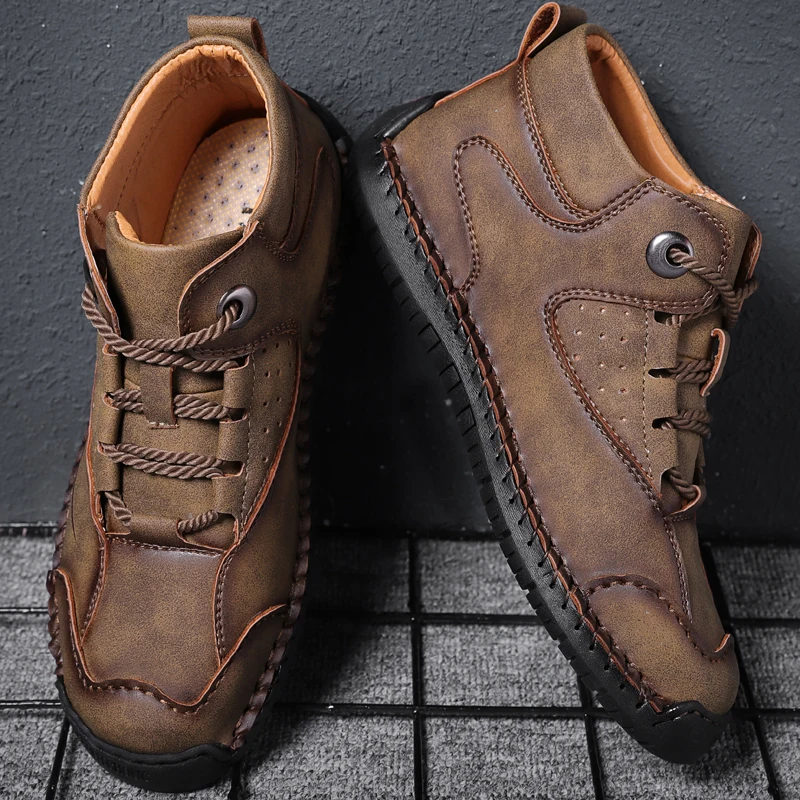 KATESEN/Мужская обувь; мужская повседневная обувь в британском стиле; кожаная мужская модная прогулочная обувь; большие размеры; цвет коричневый, черный; Мужская мягкая обувь на плоской подошве