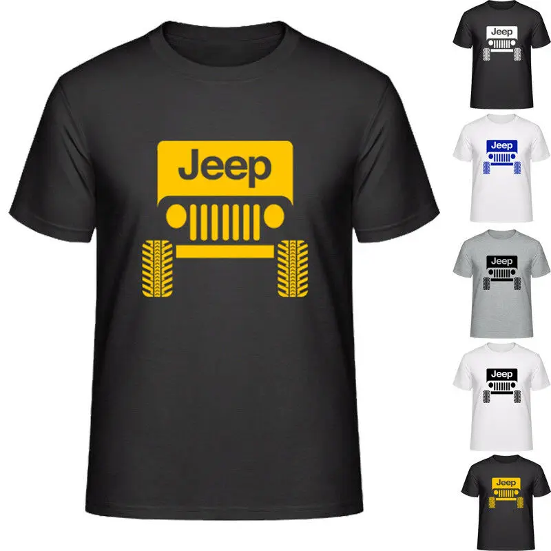 Крутой логотип Jeep T-Shirt (от XS до XXL) с коротким рукавом и круглым воротником для