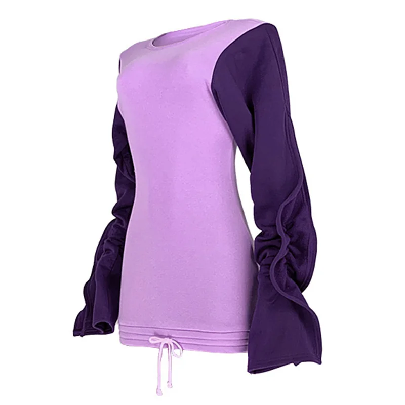 

Hot Sale 2019 Women Long Sleeves Patchwork Color Drawstring Casual Dress Fashion Club Dress For Autumn IE998