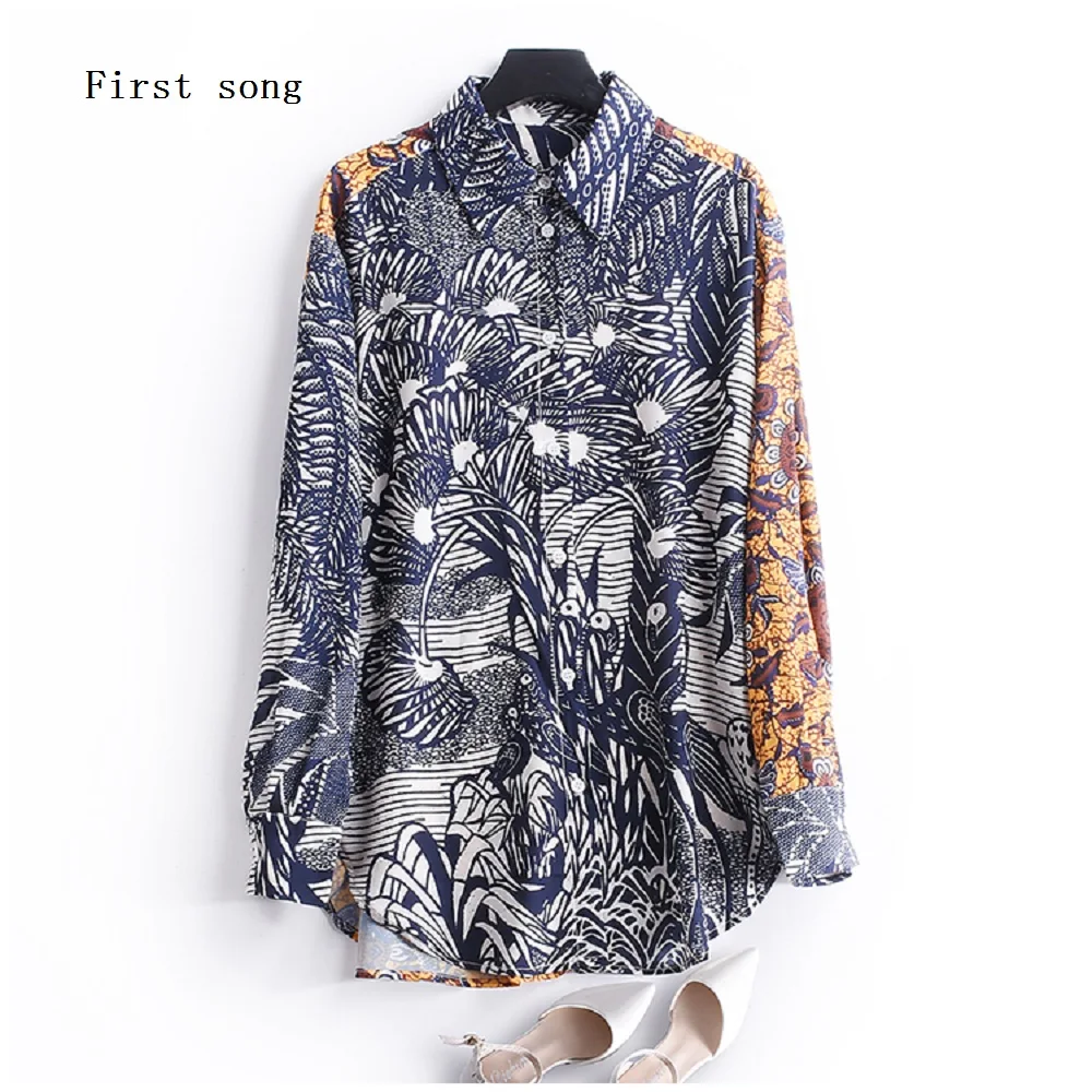 

Women's Loose Retro Heavy Craft 3D Digital Print Top Shirt 2020 Summer New Wild Fashion Casual Rayon Office Ladies Shirt XL