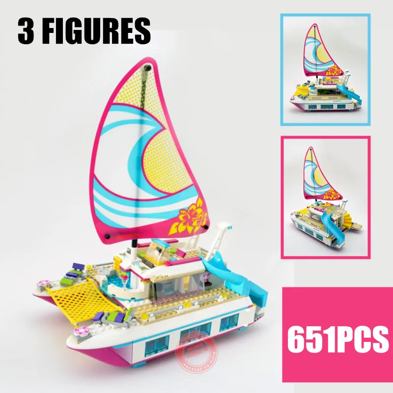 

NEW Sunshine Catamaran Dolphins Olivia Stephanie Fit Friends Figures Model Technic Boat Building Block Bricks Kid Girls Kid Gift