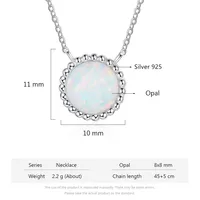 925 Sterling Silver Round Opal Necklaces Simple Women Chain Necklaces Female Anniversary Gifts Silver 925 Jewelry (Lam Hub Fong) - Image 2