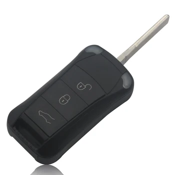 

Bilchave 3 Buttons Flip Folding Remote Car Key Case Shell Fob For Porsche Cayenne GTS With Uncut Blade Replacement