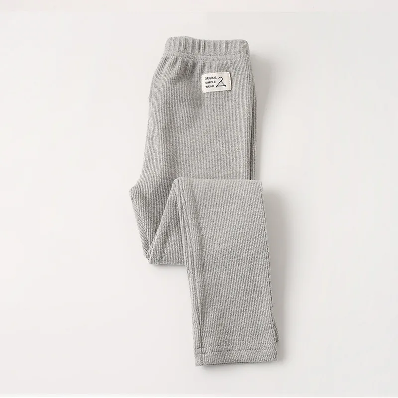 Gray pants Детские рубашки в рубчик; хлопковая детская футболка; Детские футболки с длинными рукавами; сезон осень-весна; трикотажные леггинсы для мальчиков и девочек; брюки; одежда для малышей - Цвет: Gray pants