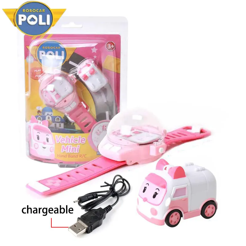 ROBOCAR POLI часы пульт дистанционного управления Автомобильная игрушка мультяшный автомобиль пульт дистанционного управления автомобиль присоска маленькая игрушечная машинка с usb-кабелем для зарядки подарок
