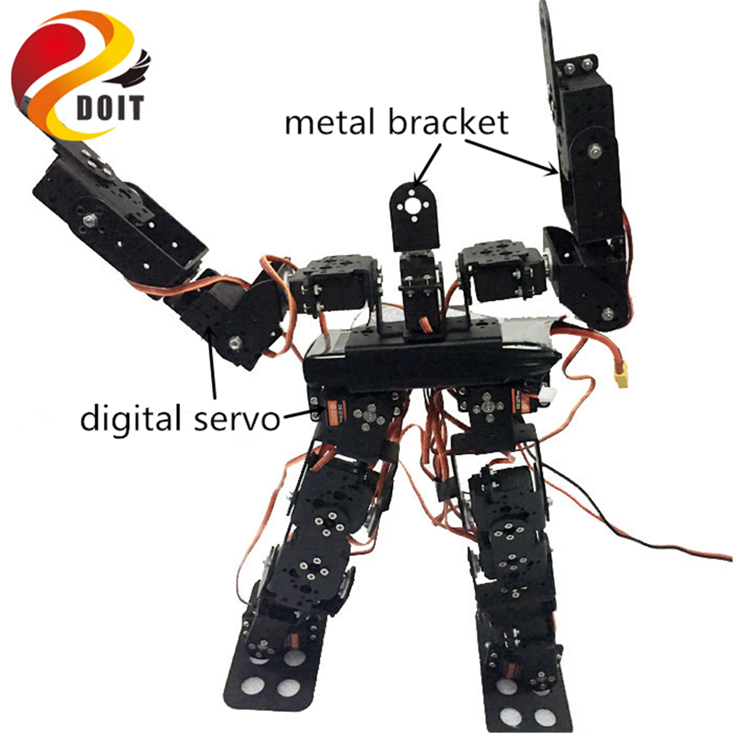 

17DOF Metal Smart Humanoid Robot Biped Walking Dance Robotic 17pcs High Torque Digital Servo DIY Education Free Servo Bracket