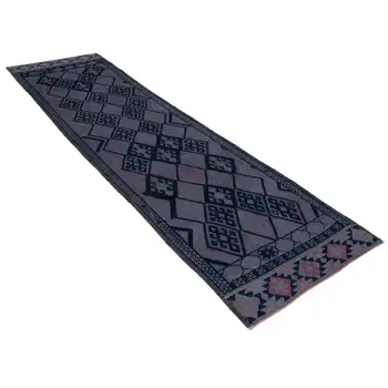 

85x316 Cm Purple Handmade Boho Runner Rugs-3x10 Ft