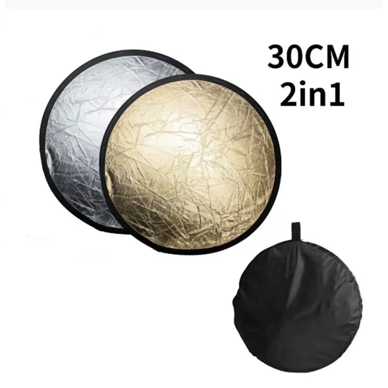 30CM Round Gold And Silver Two-in-one Reflector Mini Photography Live Lighting Photo Supplementary Light Plate 2 In One Portable,photography reflector