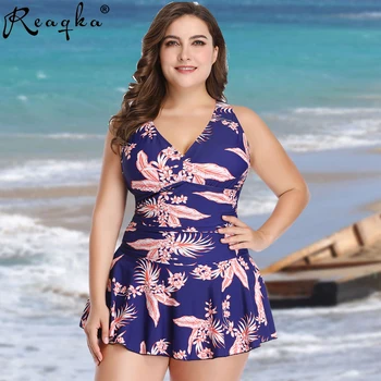 

Reaqka Swimwear 2019 Plus Size Bathing Suit Women Large Size Swimsuit One Piece Padding Swimming Suit Beachwear Push Up