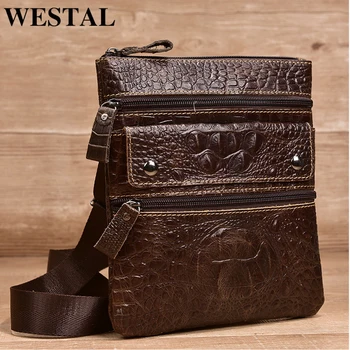 

WESTAL men's bags genuine leather shoulder bag for men's crosbody bag vintage luxury brand bags for phone samll sling bag 200626