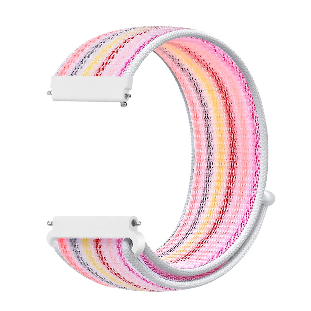 white pink Переключатель, нейлоновый ремешок для наручных часов Xiaomi huami amazfit bip huawei часы GT 20/22 мм, ремешок для samsung Шестерни S3/S2 galaxy Watch active2 42 мм 46 мм - Цвет ремешка: white pink