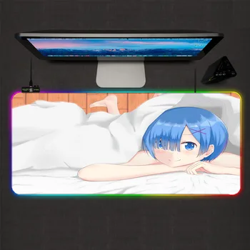 

XGZ Large Mouse Pad Re Zero Girl RGB Mouse Pad Backlight LED Color Light Computer Keyboard Office Game Desk Animation Mouse Pad