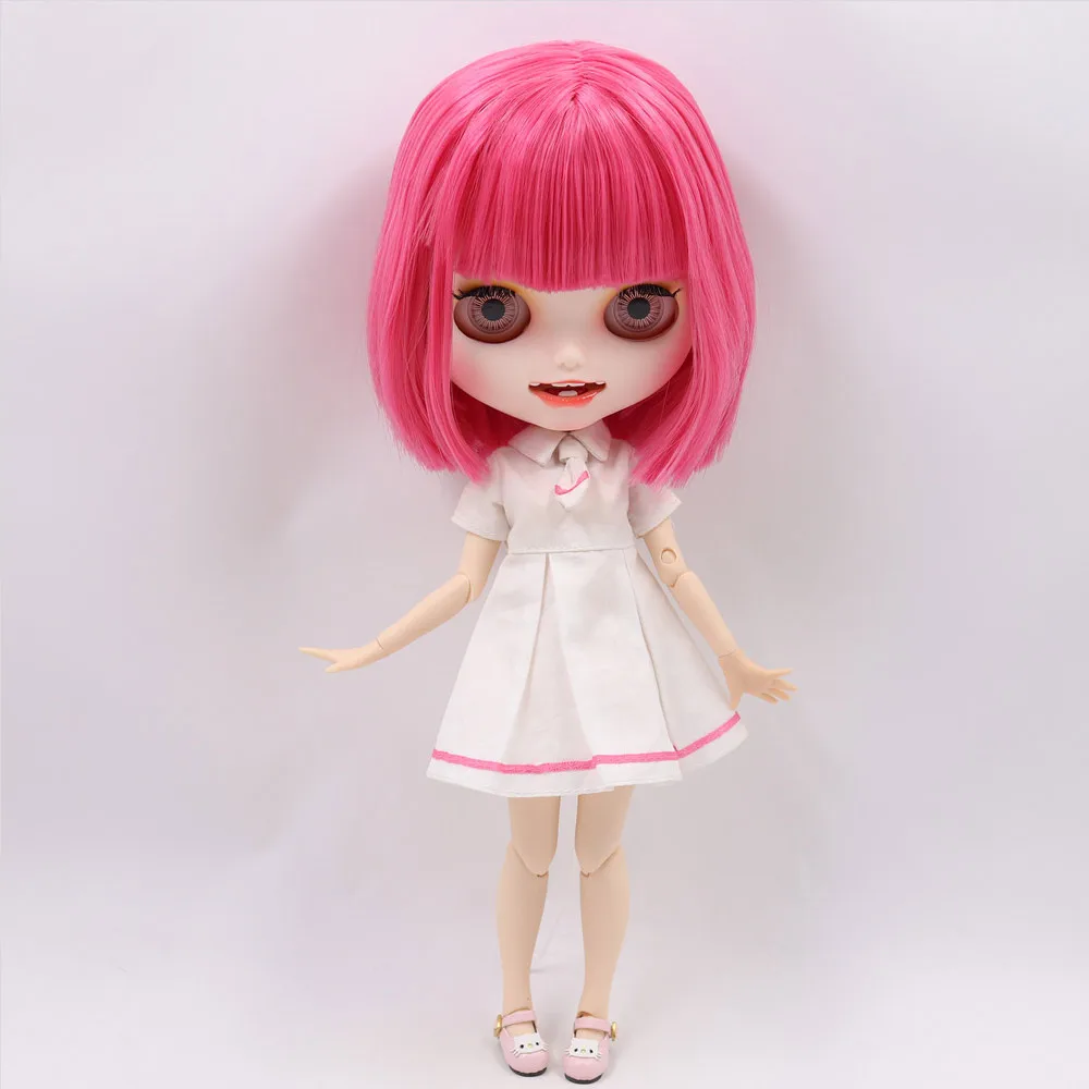 a set like pic Ледяной обнаженный Blyth кукла No. BL2476 розовые волосы резные губы открытый рот матовая индивидуальные лица сустава тела 1/6 bjd - Цвет: a set like pic
