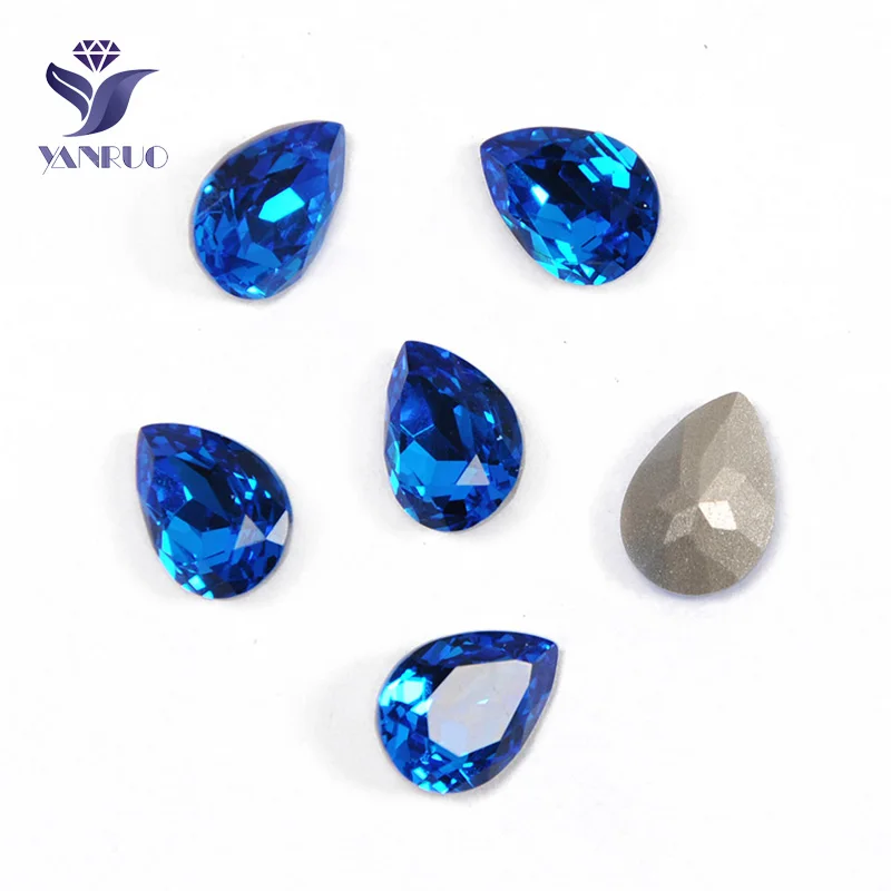 Capri Blue Yanruo 4320 стразы из Искусственного хрусталя поделки драгоценные камни каплевидные K9 Точка обратно Швейные Стразы все для рукоделия и украшения - Цвет: Capri Blue