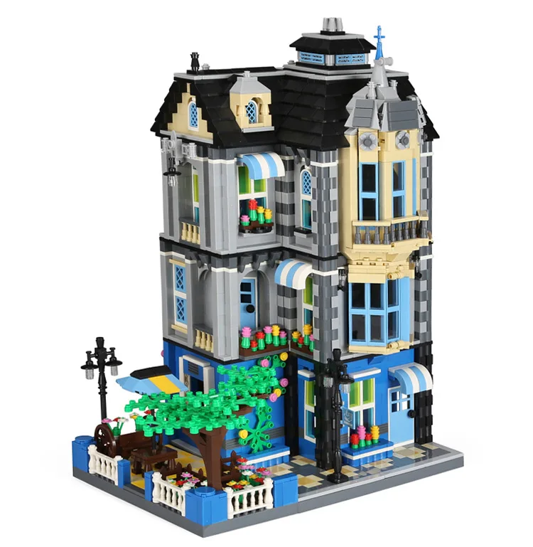 

building blocks Small particle building blocks Boy and girl educational toys Street view villa building blocks Garden cafe