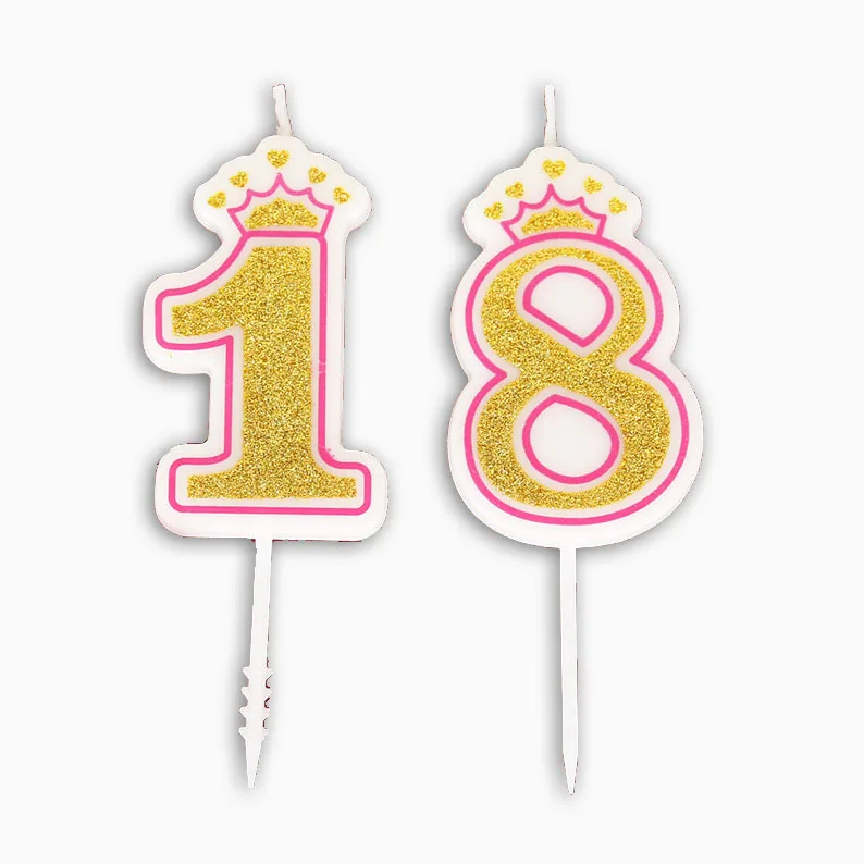 Creative Gold Pink/Blue Birthday Number Candles 0-9 for Kids Adult Girls Boys Birthday Party Candles Supplies Cake Decorations