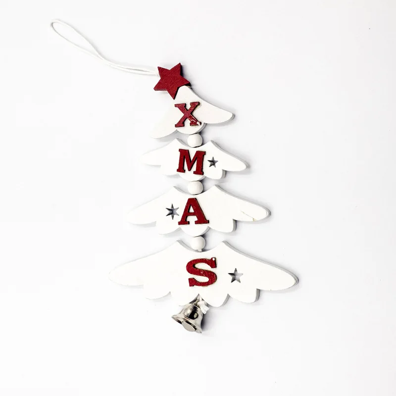 Creative Painted Wooden Christmas Tree Hanging String Christmas Pendant Window Display Ornaments Xmas Party Decors Kids Gift Toy - Цвет: Style 2 White