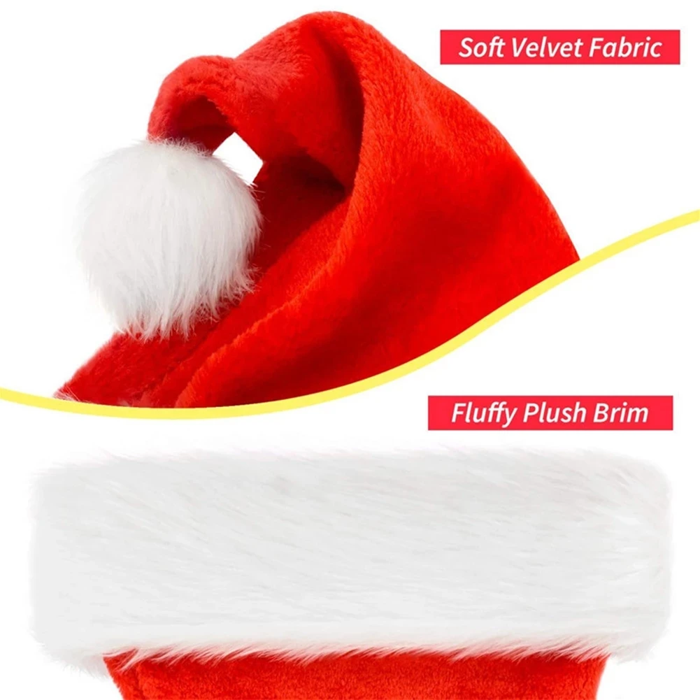 Adult Child New Year's Plush Christmas Hat with Lining Thickened Long Scarf Style Santa Hat Holiday Decoration Christmas Gift