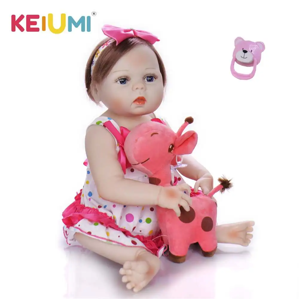 

New Design 23 inch Silicone Reborn Baby Doll Full Vinyl Realistic Girl Princess Baby Dolls Kids Birthday Gift Fiber Hair