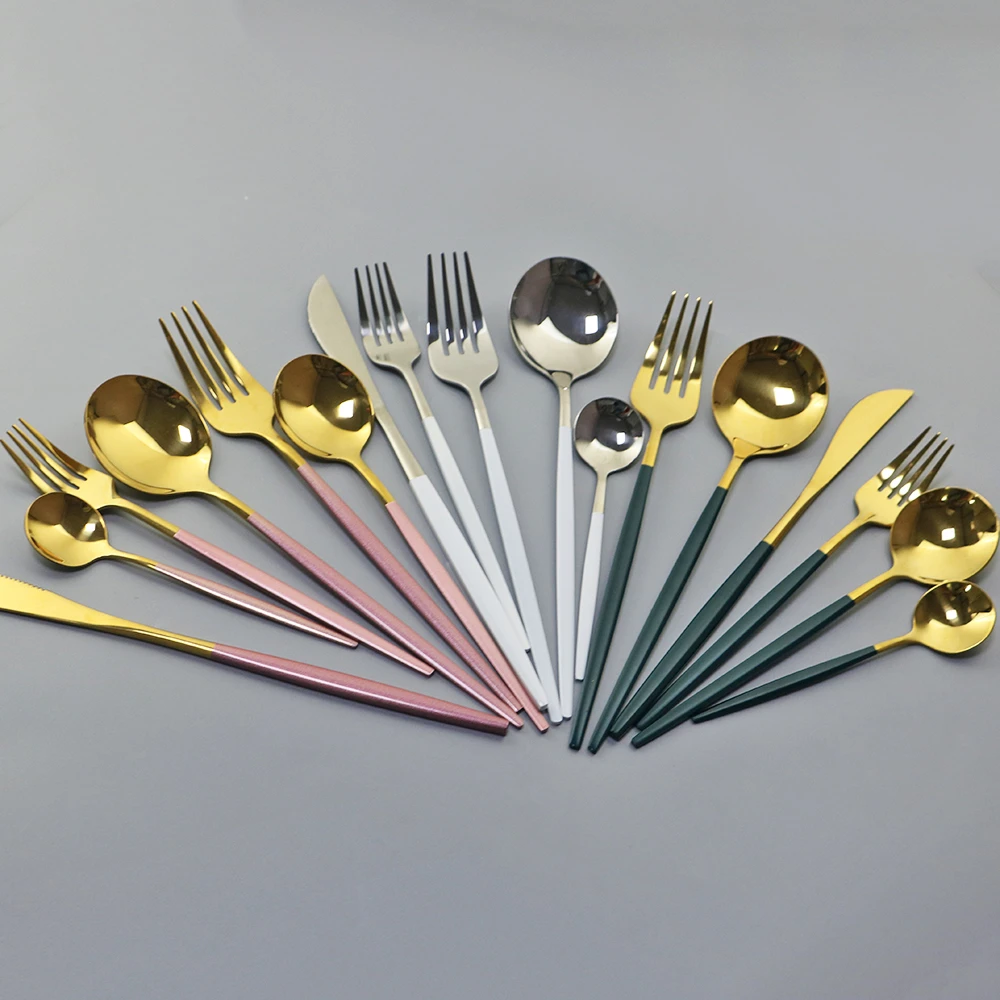 Gold Western Cutlery Set Forks Knives Spoons Dinnerware Set 18/10 Stainless  Steel Kitchen Dinner Fork Spoon Knife Silverware Set|Dinnerware Sets| -  AliExpress