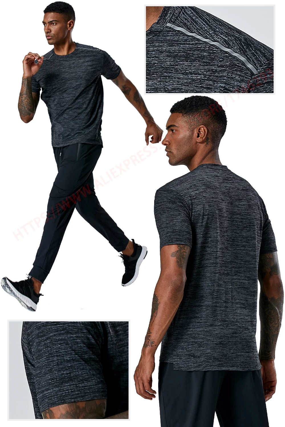 Tshirt Sport Ciic Lot De 3 Ou 5 Cheises D'entraîneent à Séchage Rapide – T- Shirts De Gynastique à Anches Pied D'athlète