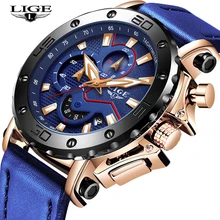 LIGE новые мужские часы военные спортивные часы мужские топ брендовые роскошные кожаные хронограф водонепроницаемые кварцевые наручные часы Masculino