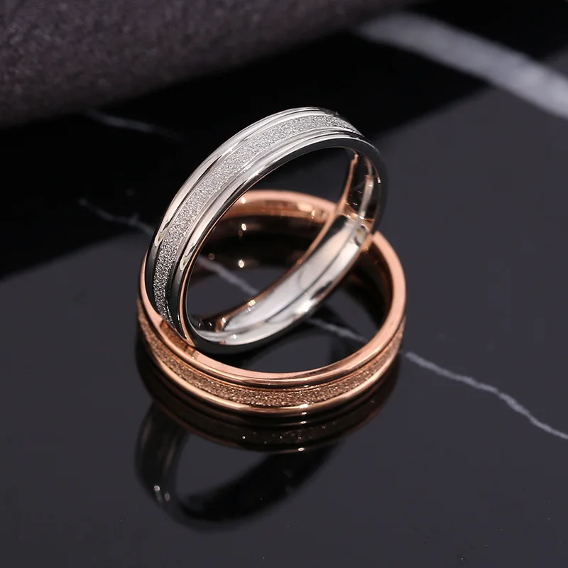 Engagement Rings Wedding Rings Gold Rings Fashion Rings Stainless Steel Rings Finger Rings Metal Rings 316L Stainless Steel Rose Gold Frosted Finger Ring