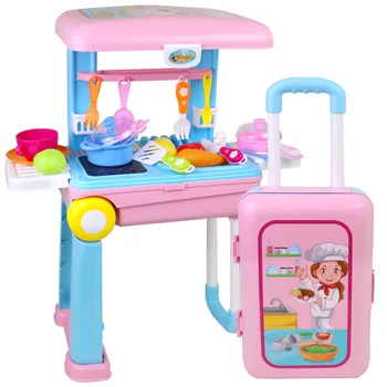 

Simulation Kitchen Utensils Toys Gifts with Trolley Case Children Mini Kitchen Toy Cookware Pot Pan Kids Pretend Cook Play Toy