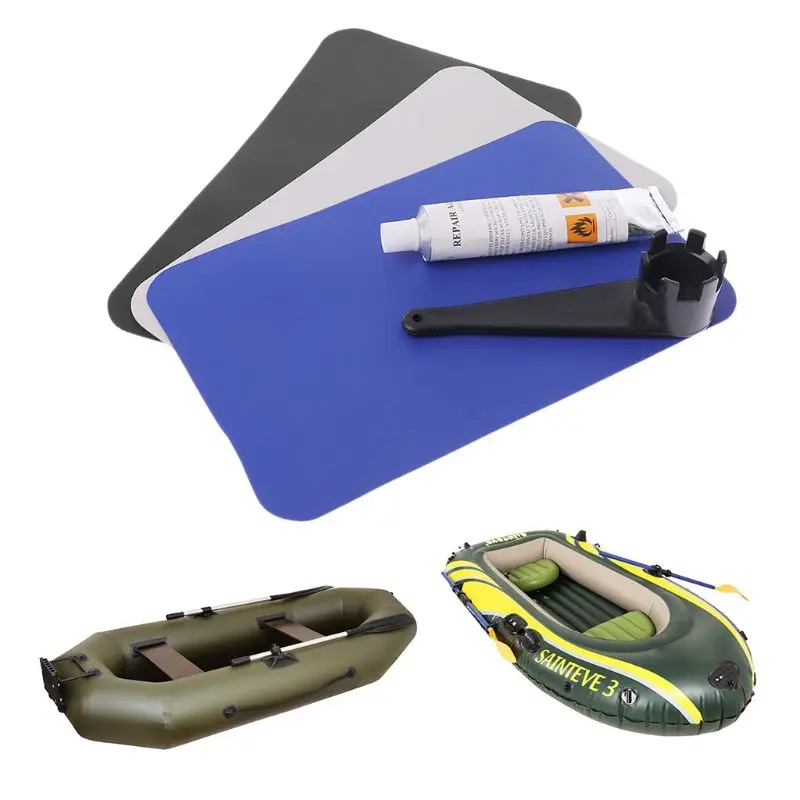 Inflatable Boat Swimming Pool Kayaking PVC Puncture Repair Patch Glue Kit Adhesive Canoe Valve Wrench NEW