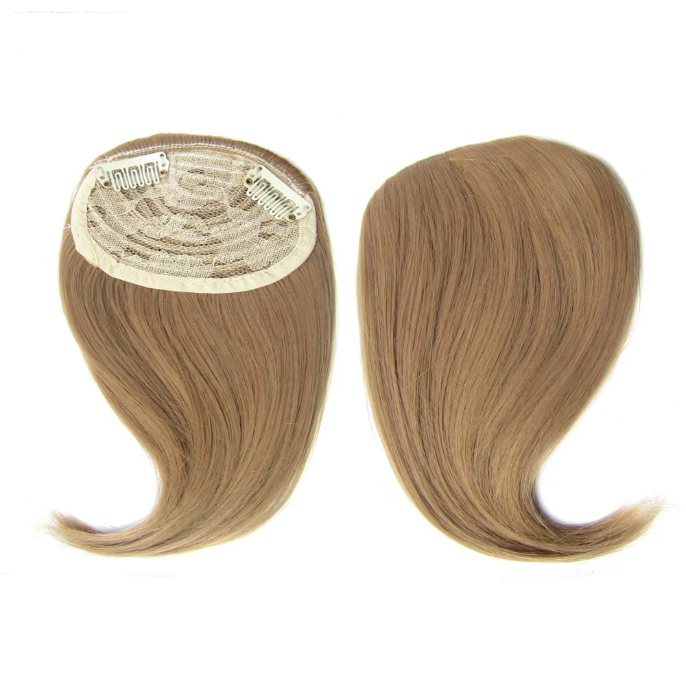Similler Clip in Hair Bangs Fringe Hair Extensions Dark Brown Synthetic Hairpiece For Women High Temperature Fiber