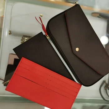 

2020 New Fashion Bag chain three piece Wallet High Quality Genuine Leather Clutch handbag