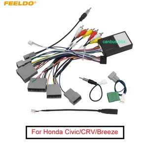 Image 1 - FEELDO Auto 16Pin Android Stereo Power Kabelbaum Mit Canbus + USB Für Honda Civic 1,5 T(16 19)/CRV (17 19)/Brise (2020 +)