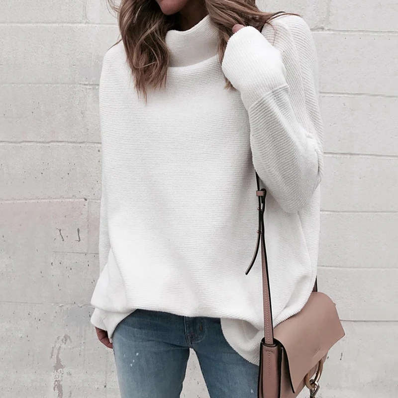 

White Turtleneck Knitting Sweater Women Casual Women's Clothing Soft Pullovers 2019 Long Sleeve Female Winter Autumn Sweater