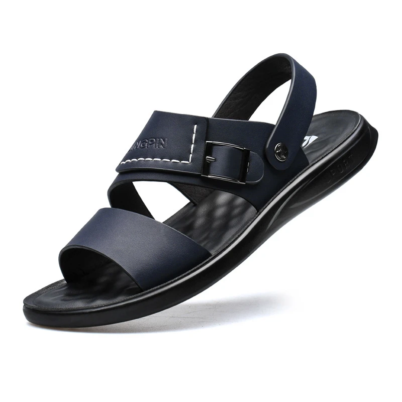 

Sandals men's summer 2021 new leather men's beach shoes leisure non slip outdoor sandals tide