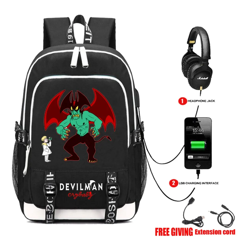 Аниме DEVILMAN рюкзак "плакса" USB зарядка школьная сумка рюкзак студенческий рюкзак Подростковая сумка на плечо для мужчин и женщин рюкзак 10 стиль