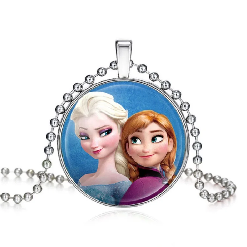 Длинная цепочка Disney ювелирное ожерелье Хрустальный кабошон принцесса Эльза Анна