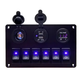 

12-24V 6 Gang Car Marine Boat Circuit Board Voltage Display Switch Control Panel Compact control electronic equipment board
