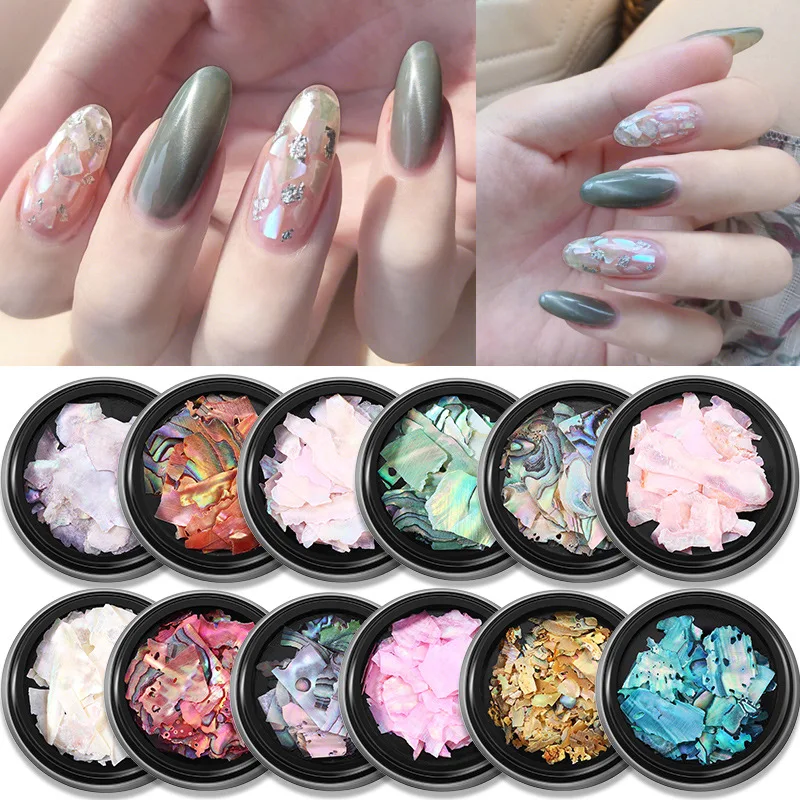 

1 Box of Nails 3D Sparkling Abalone Pearl Shell Shell Shell Nail Art Stone Charm Nail Accessories