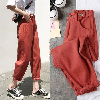 

Pants Women's Loose-Fit 2019 New Style Jeans Women's Dad Capri Radish High-waisted Harem Pants Slimming Versatile Autumn