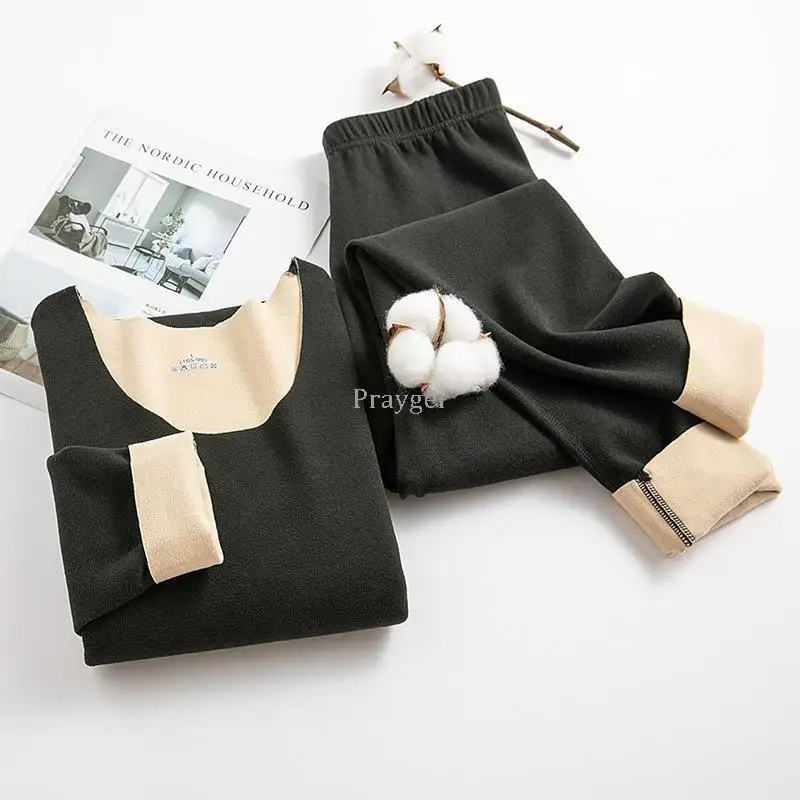 Women Winter Wear Long Johns Thermal Underwear Warm Clothes For Lady Tops Buttoms Set