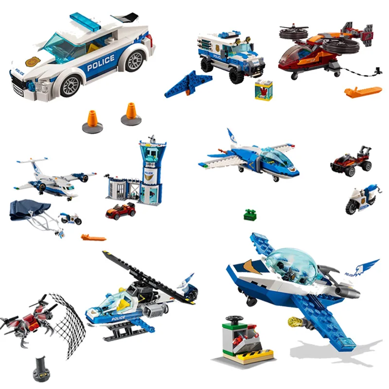 

2019 City Toys Sky Police Drone Chase Compatible Legoines City Figure 60207 60239 60208 60210 Building Blocks for Children Gift