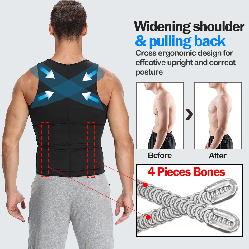 Men Body Shaper Sauna Vest Corset Top Waist Trainer Double Belt Sweat Shirt Abdomen Slimming Mens Shapewear Fat Burn Fitness Top