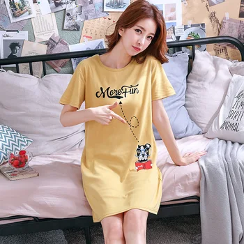 

Sexy Women Sleepwear Print Cartoon Lingerie Round Neck Cute Nightdress Girl Underwear Plus Size Home Wear Short Sleeve Sleep Top