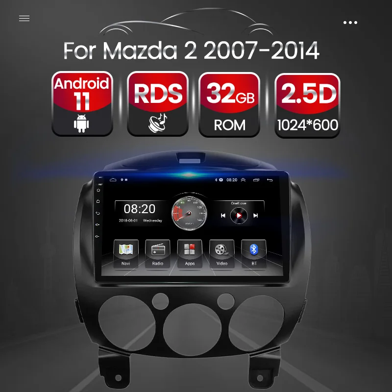 

Автомобильный радиоприемник TomoStrong, Android 11, все в одном, RDS, FM, для Mazda 2 Mazda2 2007-2014, видеоплеер, GPS-навигация, 4-ядерный Carplay + авто