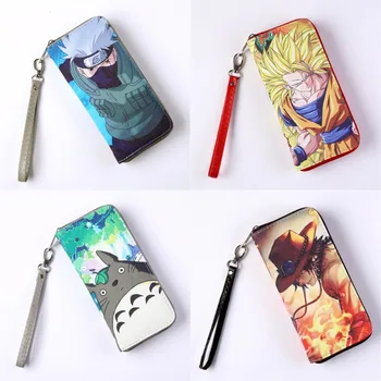 

Anime Dragon Ball Naruto One Piece wallet Totoro Black Butler cartoon PU zip long Card Holders Layers Boys Girls Coin Purses